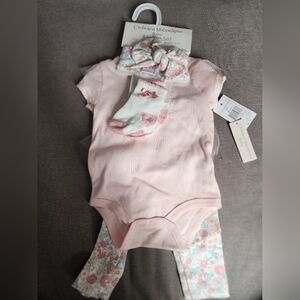Pink Baby Outfit Set with Floral Accents